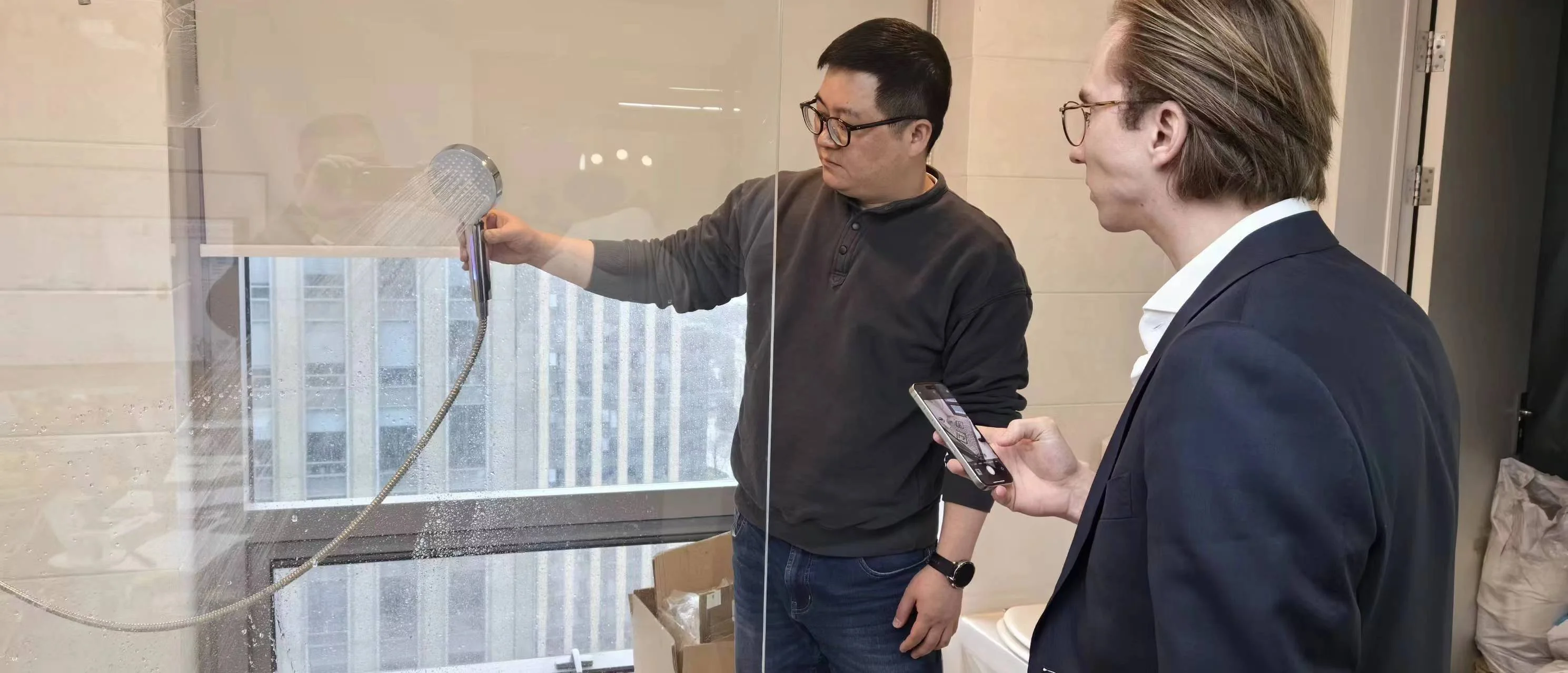Sanitary water-flow demonstration during the factory visit
