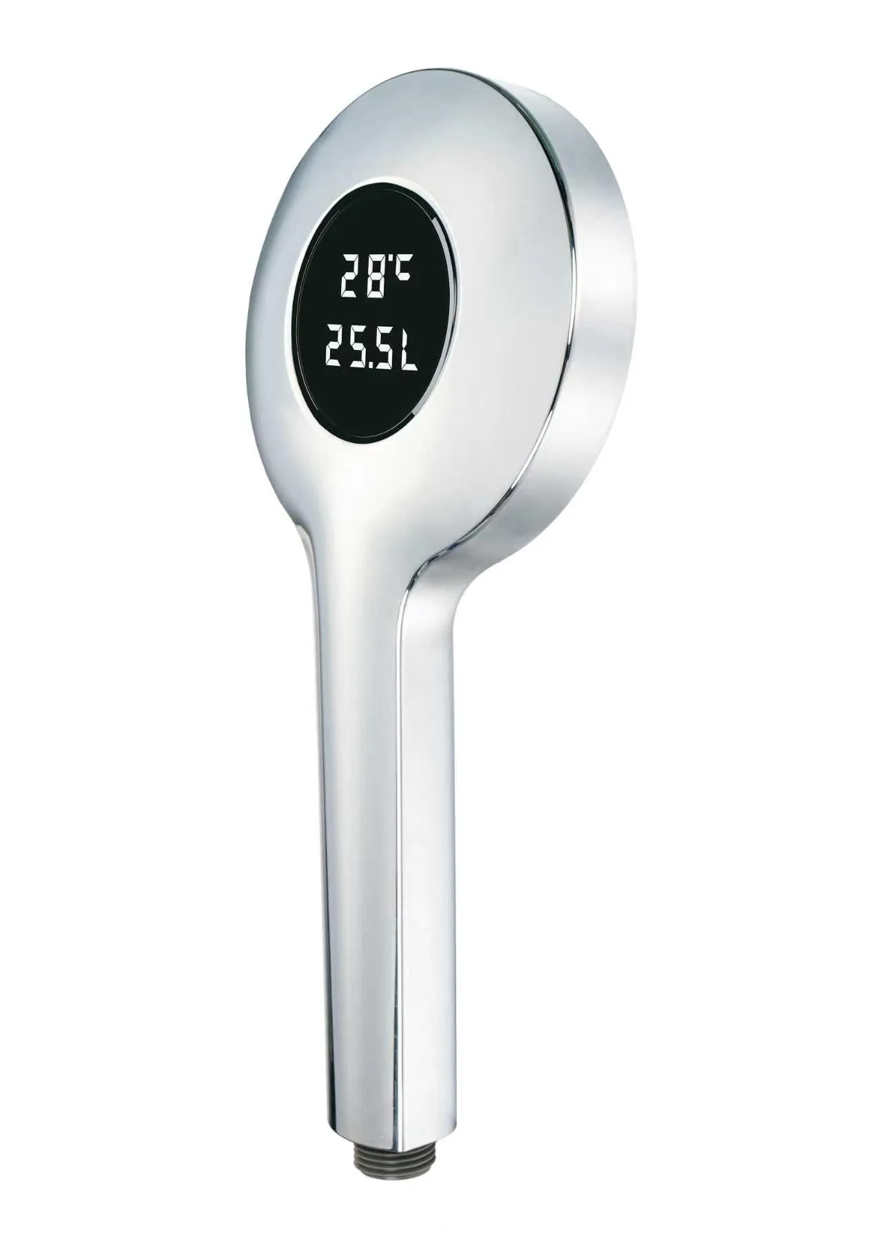 Temperature and water-use display on the 90240101 LED hand shower