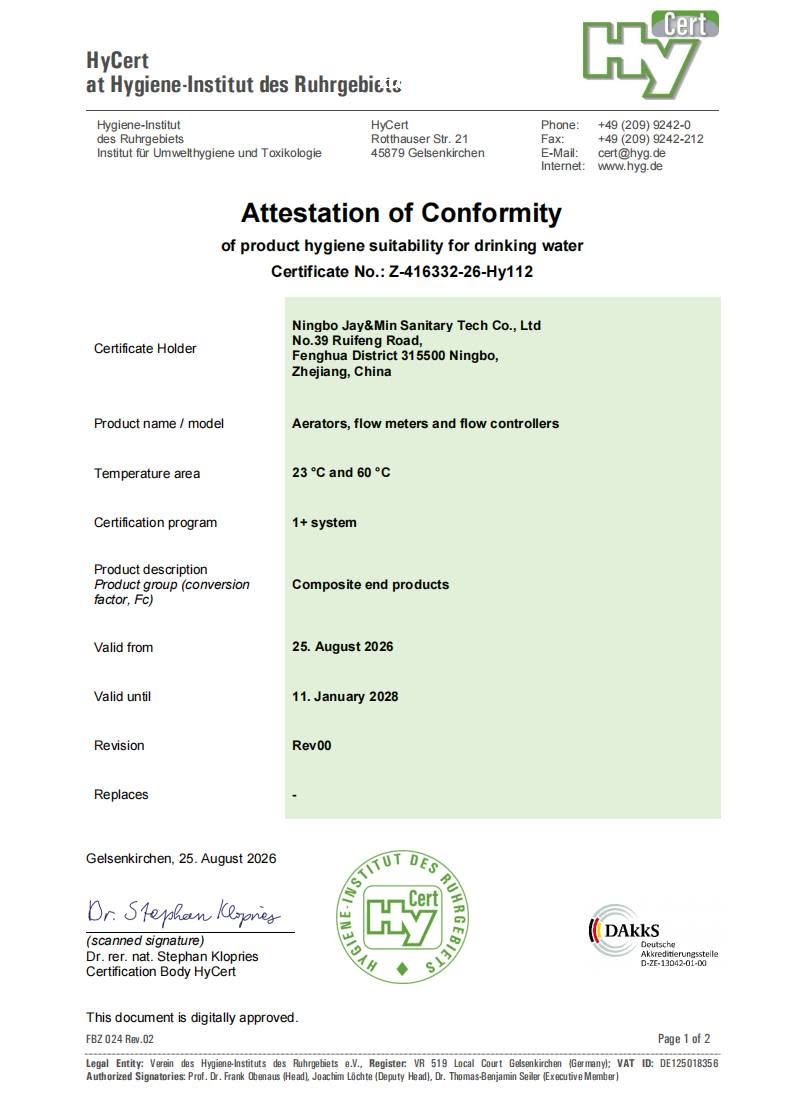 Page 1 of Jay&Min's HyCert attestation Z-416332-26-Hy112, valid from 25 August 2026