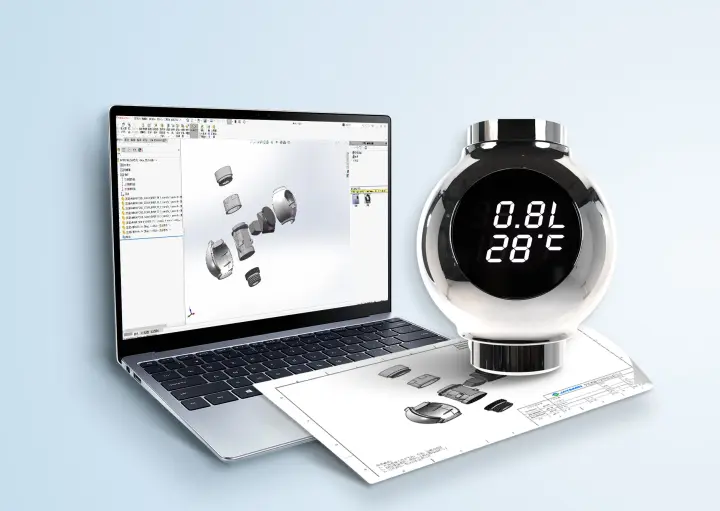 Self-powered LED display component and development illustration