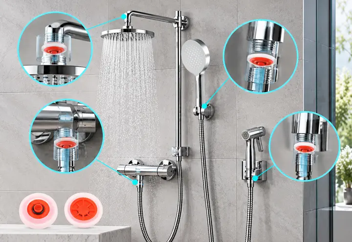 Installation positions from the shower flow-control solution